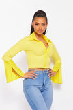 Cotton Top with Button-Down Front and Long Sleeves