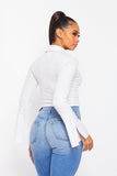 Cotton Top with Button-Down Front and Long Sleeves