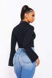 Cotton Top with Button-Down Front and Long Sleeves