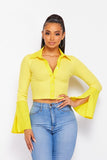 Cotton Top with Button-Down Front and Long Sleeves