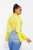 Cotton Top with Button-Down Front and Long Sleeves