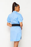 Cotton Shirt Dress with Short Sleeves and Belt
