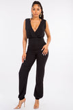 2-Piece Low V-Neck Jumper with Bikini Top, Zipper Back, and Elastic Cuffs