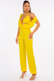 2-Piece Low V-Neck Jumper with Bikini Top, Zipper Back, and Elastic Cuffs