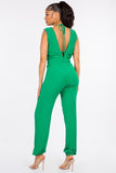 2-Piece Low V-Neck Jumper with Bikini Top, Zipper Back, and Elastic Cuffs