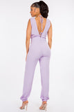 2-Piece Low V-Neck Jumper with Bikini Top, Zipper Back, and Elastic Cuffs