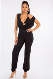 2-Piece Low V-Neck Jumper with Bikini Top, Zipper Back, and Elastic Cuffs