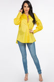 Cotton Oversized Long Sleeve Shirt with Button-Down Front and Lace-Up Back Detail