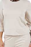 Hoodie Tracksuit Pants Set With Animal Print Contrast