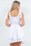 Tie-Shoulder Ruffle Hem Short Dress