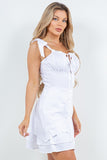 Tie-Shoulder Ruffle Hem Short Dress