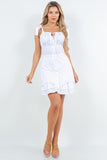 Tie-Shoulder Ruffle Hem Short Dress