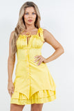 Tie-Shoulder Ruffle Hem Short Dress