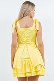 Tie-Shoulder Ruffle Hem Short Dress