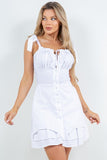Tie-Shoulder Ruffle Hem Short Dress