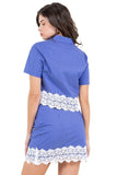 Striped Skirt Set with Lace Hem and Button-Down Blouse