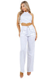 Halter Top and Straight-Leg Cargo Pants Set