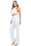 Halter Top and Straight-Leg Cargo Pants Set