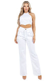 Halter Top and Straight-Leg Cargo Pants Set