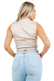 Cargo Sleeveless Blouse with Metal Buttons and Belt