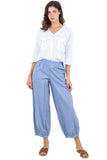 Linen V-Neck Button-Down Blouse with Front Pockets