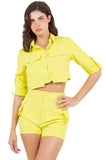 2-Piece Short Set with Button-Down Top and Cargo Front Pockets