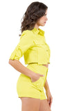 2-Piece Short Set with Button-Down Top and Cargo Front Pockets