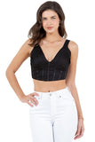 Chic Pleated Bustier Crop Top with Zipper Back