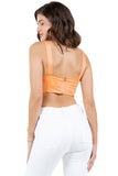 Chic Pleated Bustier Crop Top with Zipper Back