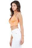 Chic Pleated Bustier Crop Top with Zipper Back
