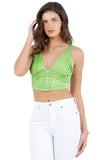 Chic Pleated Bustier Crop Top with Zipper Back