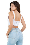 Chic Pleated Bustier Crop Top with Zipper Back