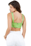 Chic Pleated Bustier Crop Top with Zipper Back
