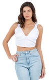 Chic Pleated Bustier Crop Top with Zipper Back