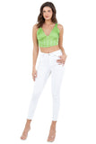 Chic Pleated Bustier Crop Top with Zipper Back