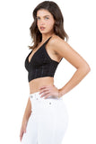 Chic Pleated Bustier Crop Top with Zipper Back