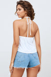 Layered Ruffled Halter Tie-Back Top