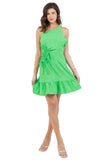 One-Shoulder Short Dress with Side Drawstrings and Ruffle Hem