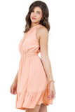 Sleeveless Halter Dress with Elastic Waist and Ruffle Hem