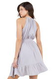 Sleeveless Halter Dress with Elastic Waist and Ruffle Hem