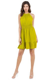 Sleeveless Halter Dress with Elastic Waist and Ruffle Hem