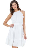 Sleeveless Halter Dress with Elastic Waist and Ruffle Hem