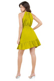 Sleeveless Halter Dress with Elastic Waist and Ruffle Hem