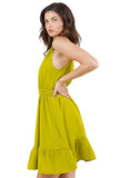 Sleeveless Halter Dress with Elastic Waist and Ruffle Hem