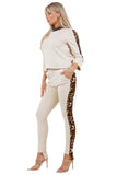 Hoodie Tracksuit Pants Set With Animal Print Contrast