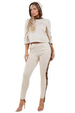 Hoodie Tracksuit Pants Set With Animal Print Contrast