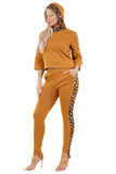 Hoodie Tracksuit Pants Set With Animal Print Contrast