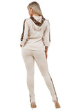 Hoodie Tracksuit Pants Set With Animal Print Contrast