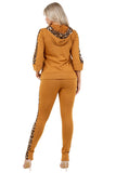 Hoodie Tracksuit Pants Set With Animal Print Contrast