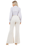 LINEN BELL BOTTOMS PANTS WITH ROPE BELT